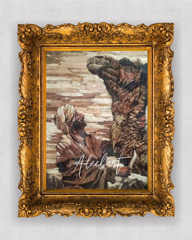 Tree Bark Art of a Man and His Camel – Symbol of Love and Connection