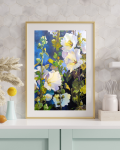 Watercolor Painting of Gul-e Khatmi Flower
