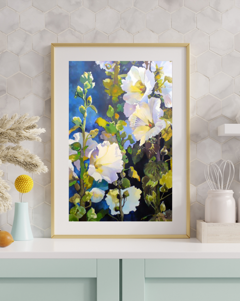 Watercolor Painting of Gul-e Khatmi Flower